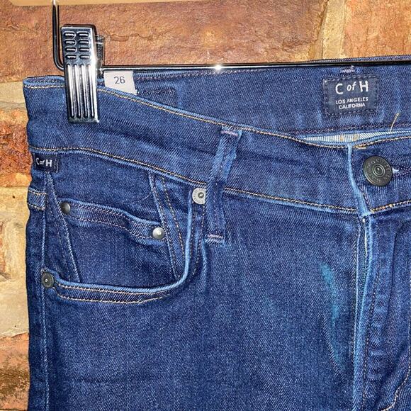 Citizens of Humanity Rock Dark Wash Blue Cut-Off Raw Hem Skinny Jeans Size 26 - Picture 4 of 8